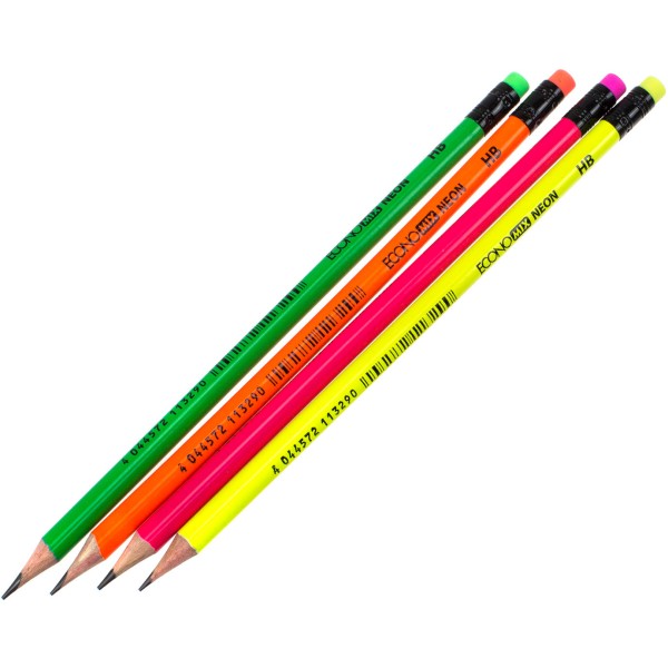 Олівець графітний Economix Neon з гумкою, корпус асорті (12) (72) (144) E11329-НВ