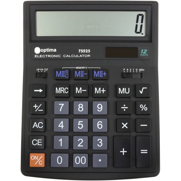 Калькулятор Optima 12-розрядний 200х154х36мм (1) (10) (40) №O75525