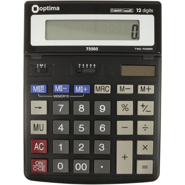Калькулятор Optima 12-розрядний 200х150х27мм (1) (20) (40) №O75505