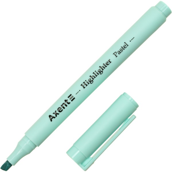  Текстмаркер Axent клиновидний Highlighter Pastel 2-4 мм бірюзовий (12) (144) №2533-09-A
