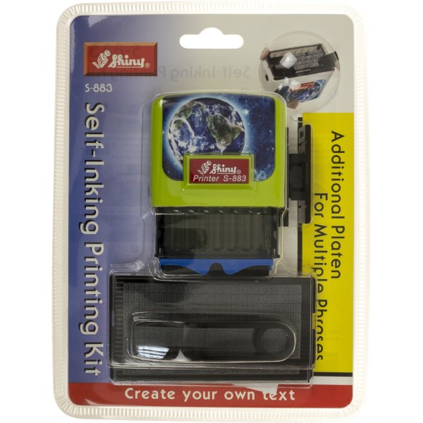 Штамп самонабірний 4-рядковий 47x18мм Shiny Планета Земля, зелений №S-883