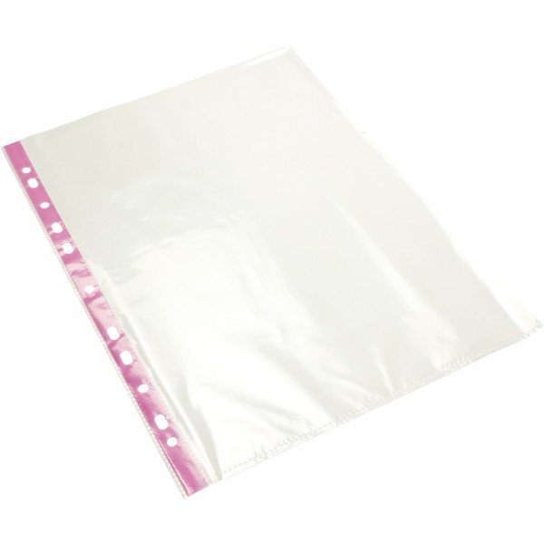 Файл А4+ Optima 40 мкм гладкий, с розовой лентой (100 шт / пачка) (20 пачек / ящик) №O35108-09