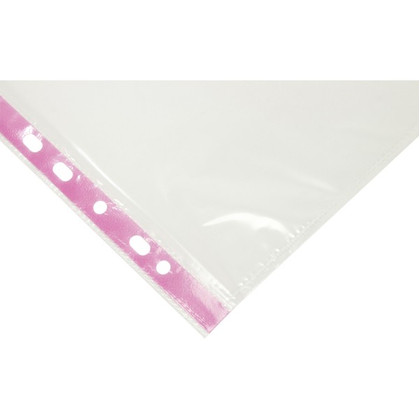 Файл А4+ Optima 40 мкм гладкий, с розовой лентой (100 шт / пачка) (20 пачек / ящик) №O35108-09