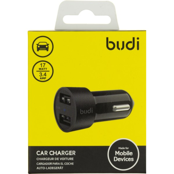 Зарядное устройство автомобильное Budi быстрая зарядка 2.4A 2USB black Breidon №M8J622Q