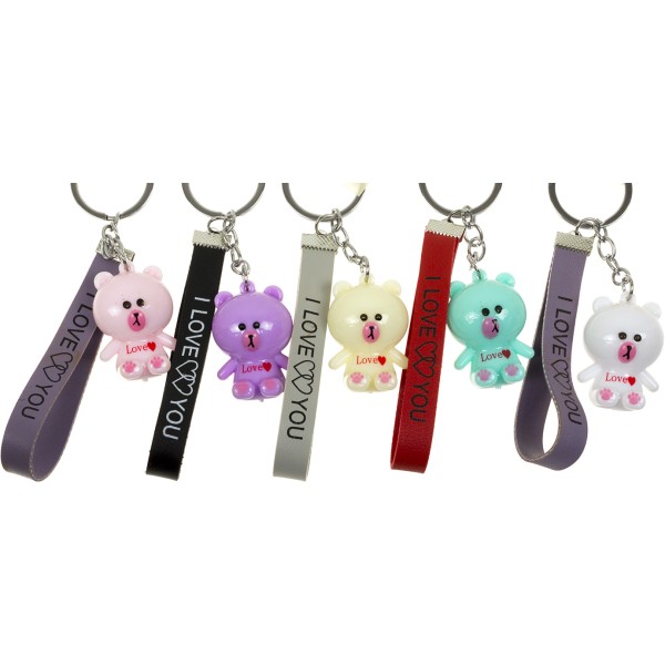 Брелок пластиковий Ведмедик зі стрічкою I love you (12) (600) №3067