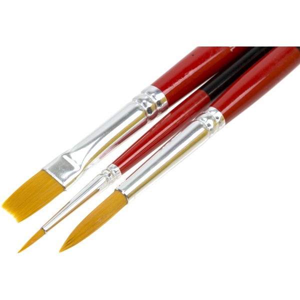 Набір пензлів художніх 3 шт Rosa Start Синтетика плоска 10 кругла 0,6 18614