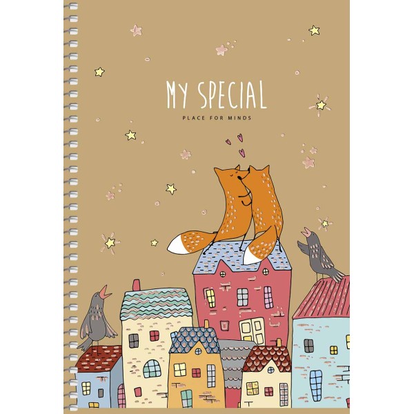 Блокнот пруж. А5 96арк. кліт. карт. "Student" крафт,тиснення №A5-SC-096-6101K/Школярик/(3)(54)