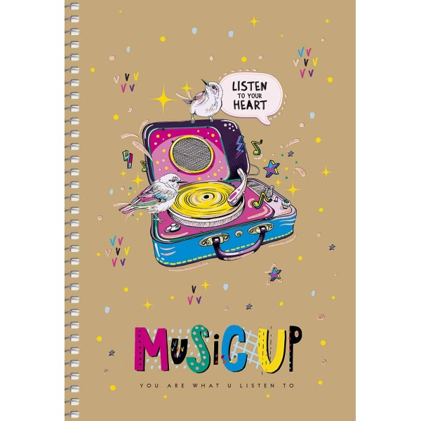 Блокнот пруж. А5 96арк. кліт. карт. "Student" крафт,тиснення №A5-SC-096-6101K/Школярик/(3)(54)