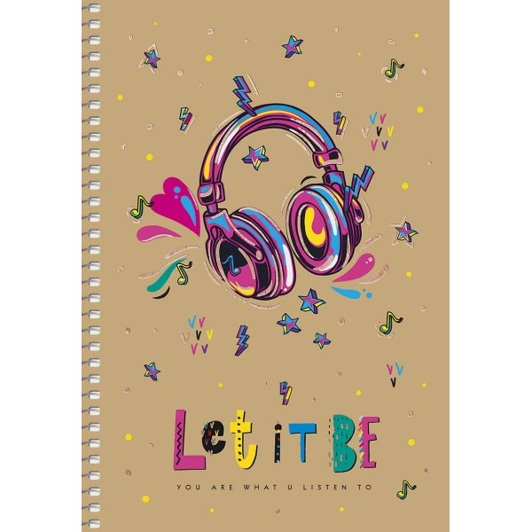 Блокнот пруж. А5 96арк. кліт. карт. "Student" крафт,тиснення №A5-SC-096-6101K/Школярик/(3)(54)