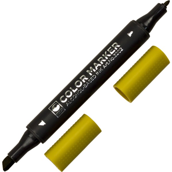 Маркер художественный двусторонний STA оливково-желтый (6) 3202-41