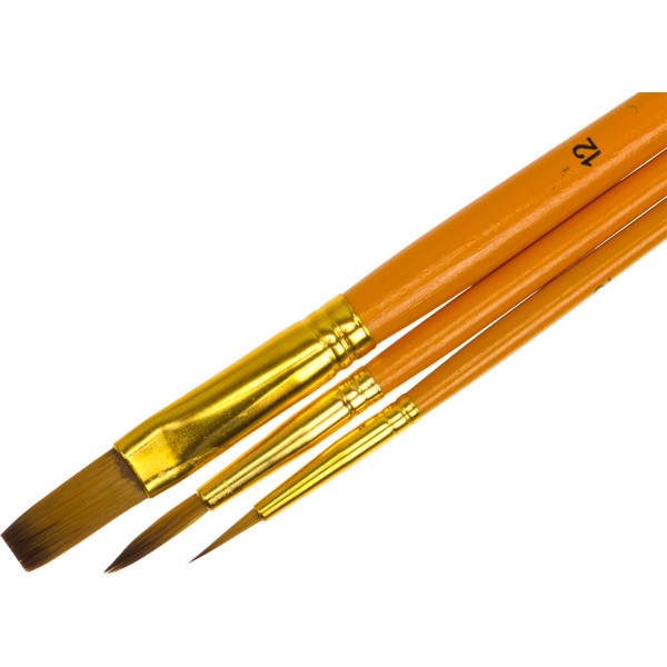 Набір пензлів 3шт "Maxi" №MX60880 синтетика (пласкі 12, круглі 2,6) коротка ручка