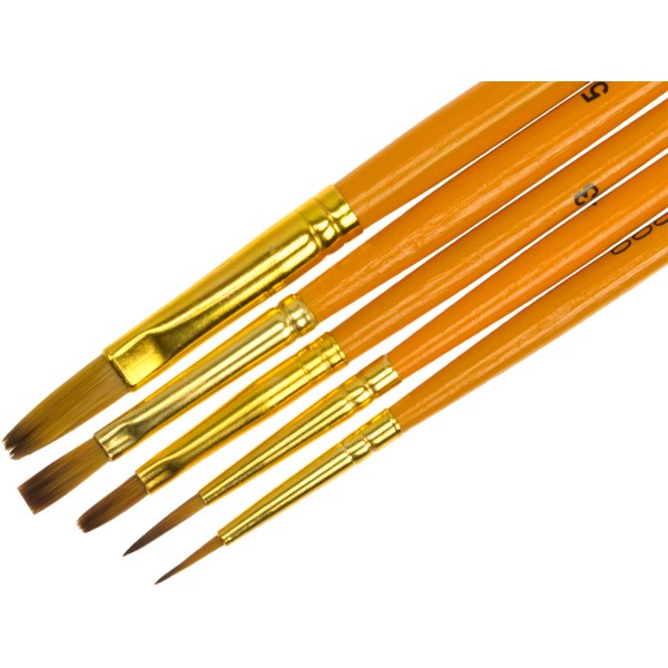 Набір пензлів 5шт "Maxi" №MX60885 синтетика (круглі №000,1 пласкі №3,5,8) коротка ручка