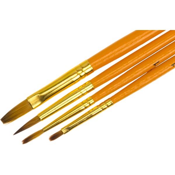 Набір пензлів 4шт "Maxi" №MX60886 синтетика (круглі №1,4 пласкі 1,8) коротка ручка