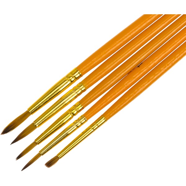 Набір пензлів для декору 5шт "Maxi" №MX60889 синтетика (круглі №2/0,1,2,4,5) коротка ручка