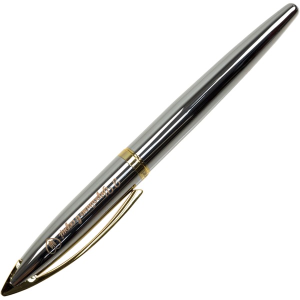 Ручка перова "Optima" №O15921-68-1P "З Україною в серці" корпус сріблястий із золотистим