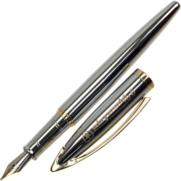 Ручка перова "Optima" №O15921-68-1P "З Україною в серці" корпус сріблястий із золотистим