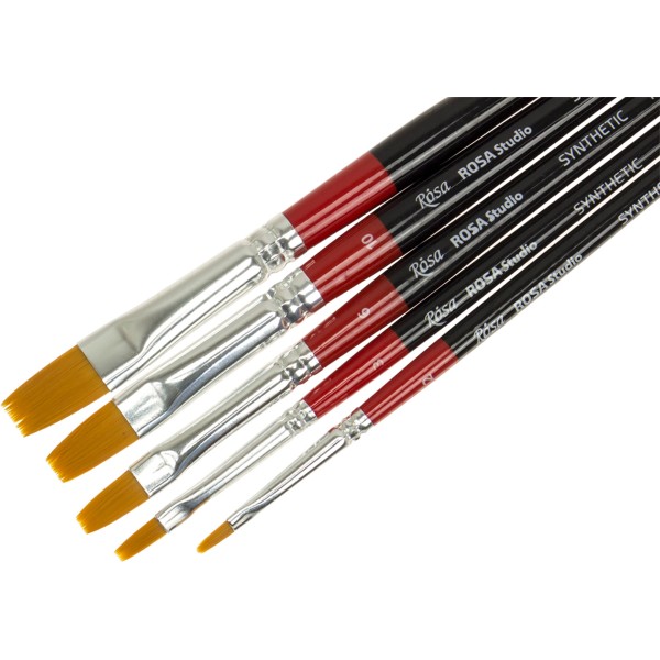 Набір пензлів художніх Rosa Start синтетика плоскі 5 шт. 2,3,6,10,12 186111
