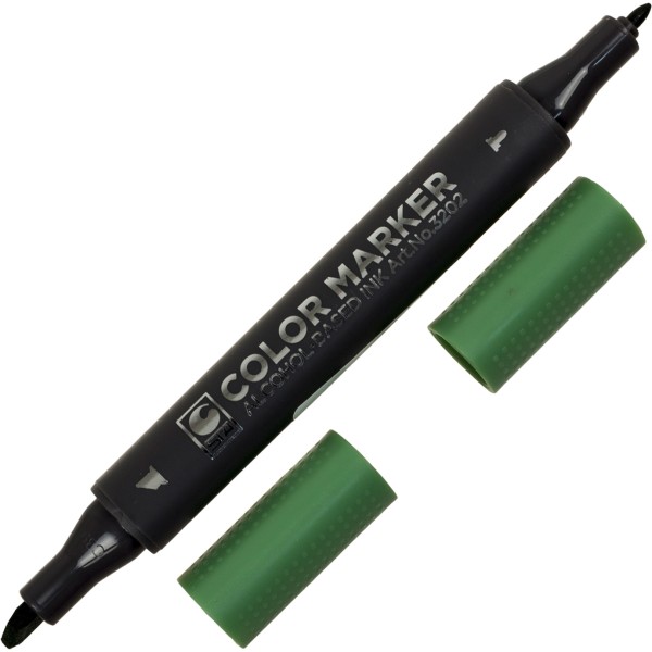 Маркер худож. двостор. "STA" №3202-43 оливково-зелений(6)