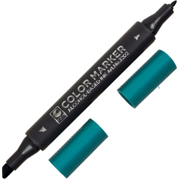 Маркер художественный двусторонний STA зеленый лес (6) 3202-50