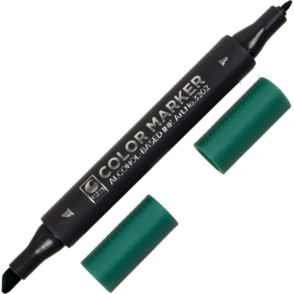 Маркер худож. двостор. "STA" №3202-51 темн.-зелений(6)