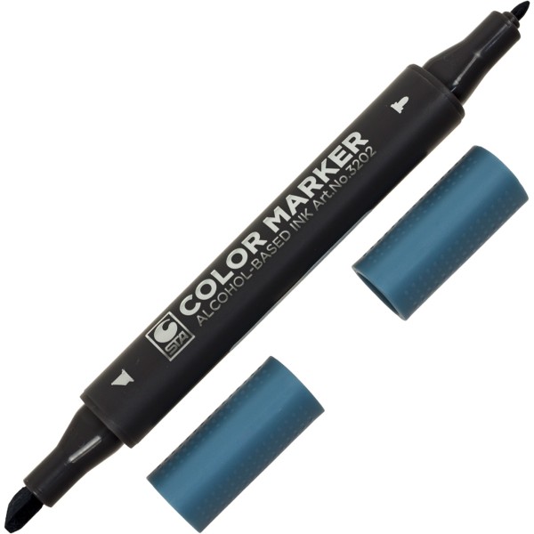 Маркер худож. двостор. "STA" №3202-62 синій морські хвилі(6)