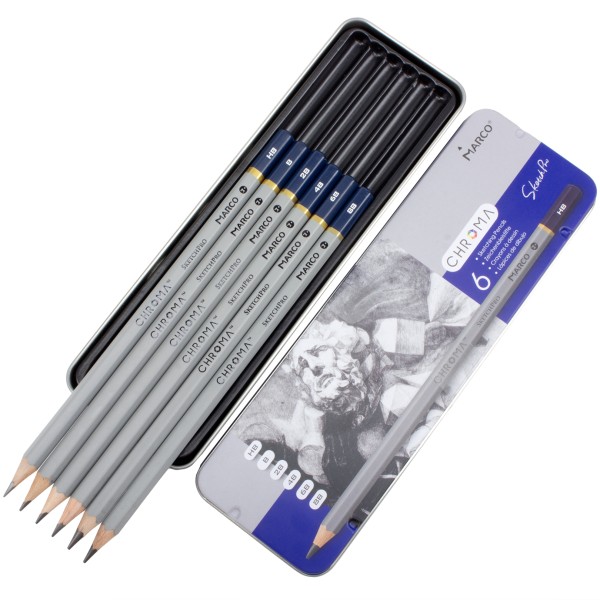 Набiр олівцiв гр. "Marco" №8015-6TN HB-8B в метал. кор-ці (1)(24)(480)