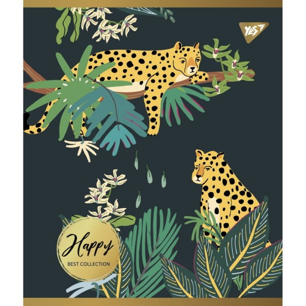 Зошит А5 YES 96арк. кліт. мат. ВДЛ+ УФ-виб+Pantone Gold "Happy" №766901(5)(60)