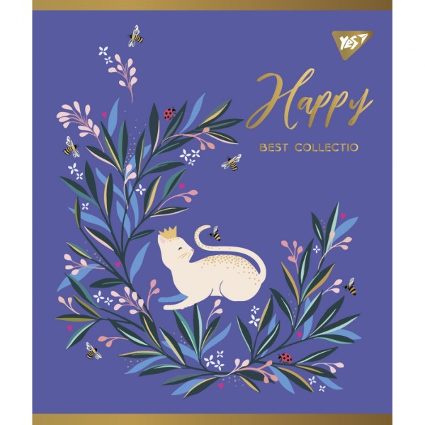 Зошит А5 YES 96арк. кліт. мат. ВДЛ+ УФ-виб+Pantone Gold "Happy" №766901(5)(60)