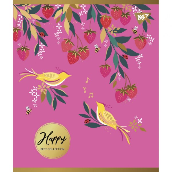 Зошит А5 YES 96арк. кліт. мат. ВДЛ+ УФ-виб+Pantone Gold "Happy" №766901(5)(60)