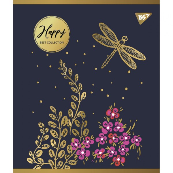Зошит А5 YES 96арк. кліт. мат. ВДЛ+ УФ-виб+Pantone Gold "Happy" №766901(5)(60)