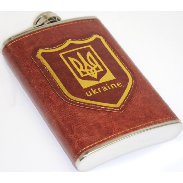 Фляга металева в шкірі "Україна" 256мл №UKR-5(9)