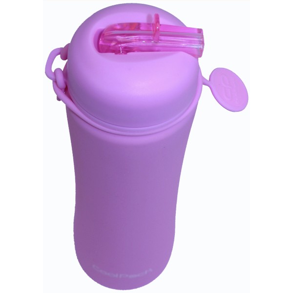 Пляшка для води силікон. Pump 600мл пудрово-рожевий №Z14647