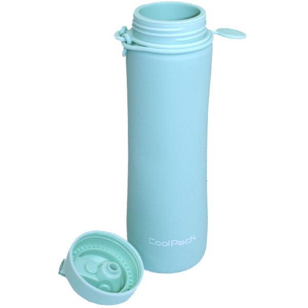 Пляшка для води силікон. Pump 600мл пудрово-м'ятний №Z14645