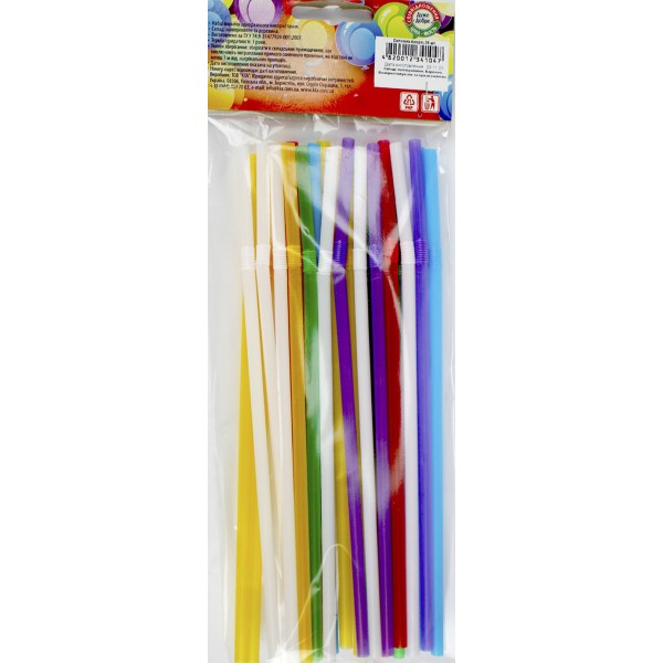 Трубочки для коктейлю 25 шт "Помічниця" асорті №1047(20)