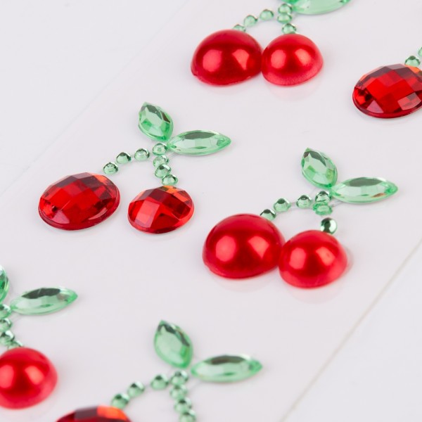 Аплікація зі стразів самокл. "Santi" Вишеньки 7х14см №743035(12)