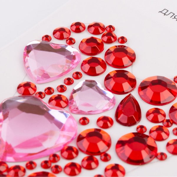 Аплікація зі стразів самокл. "Santi" Серце червоне 6х10см №743027(12)