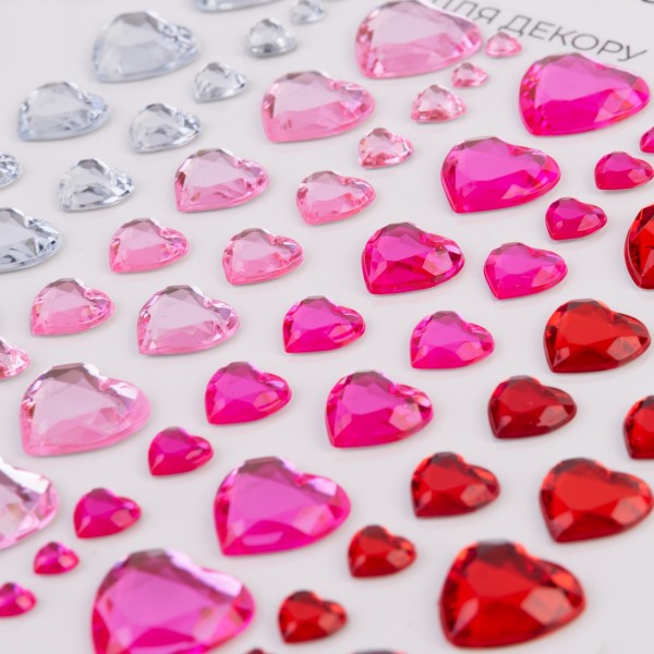 Аплікація зі стразів самокл. "Santi" Серця 9х10см №743031(12)