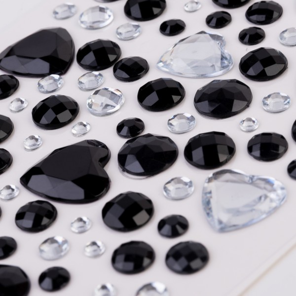 Стрази самокл. "Santi" "Heart mix" чорні,срібло, 109шт №743008(12)