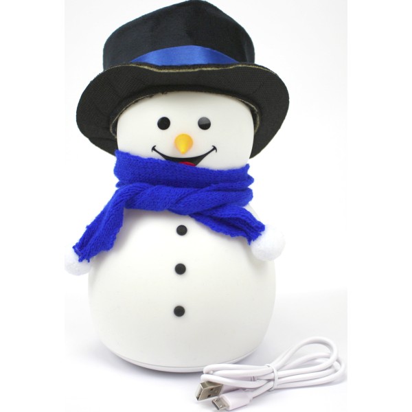 Світильник силіконовий на акум. Сніговик мульті RGB USB синій №1863-52