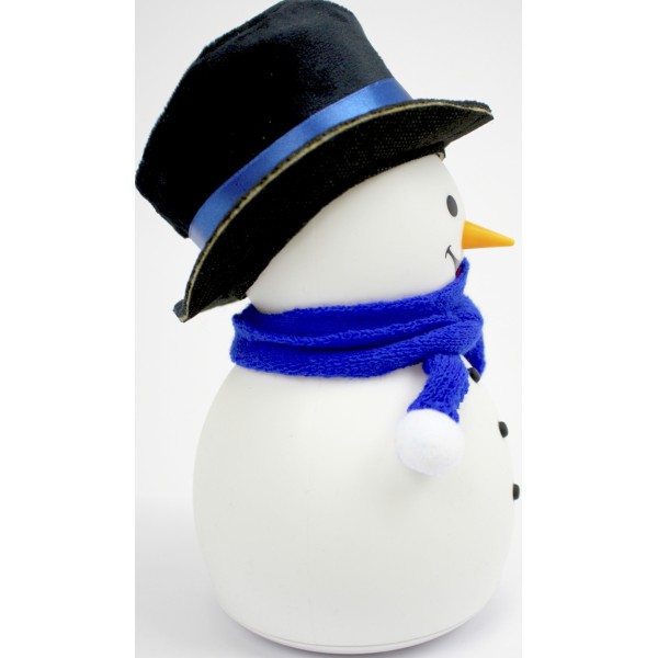 Світильник силіконовий на акум. Сніговик мульті RGB USB синій №1863-52