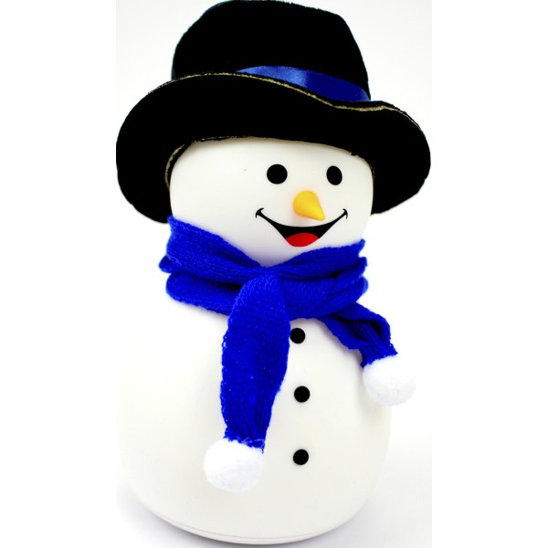 Світильник силіконовий на акум. Сніговик мульті RGB USB синій №1863-52