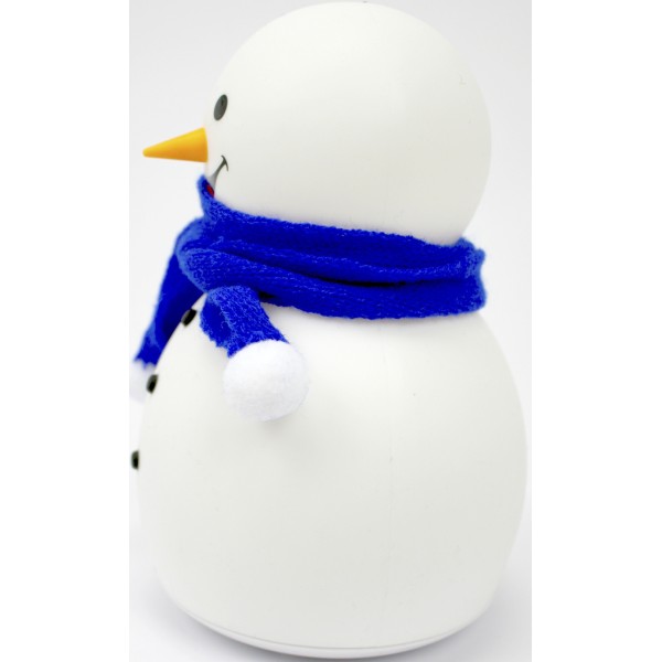 Світильник силіконовий на акум. Сніговик мульті RGB USB синій №1863-52