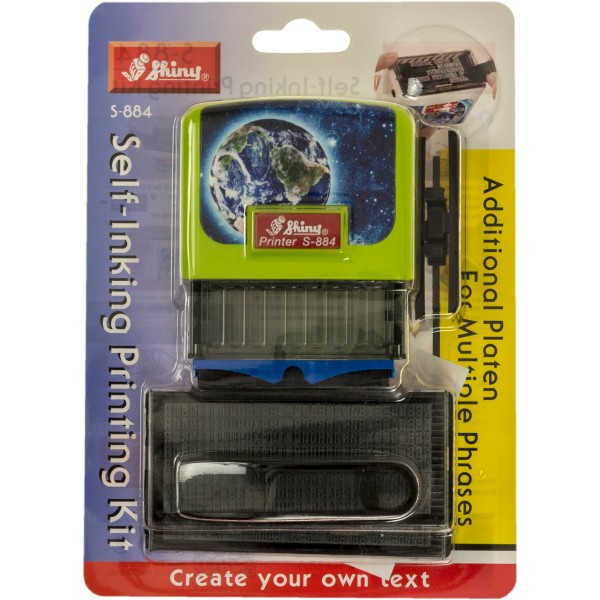 Штамп самонабірний 5-и рядковий 58x22мм Shiny Планета Земля зелена №S-884  