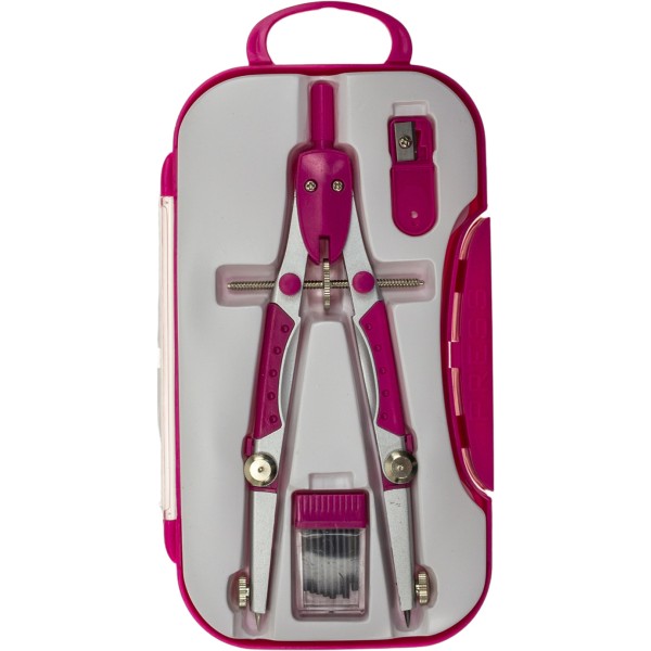 Циркуль "CoolForSchool" Radius+ грифелі,точилка,рожевий,у футлярі №CF81439(12)