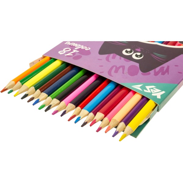 Олівці кольорові 18 кольорів Yes Kittycon (8) №290682  