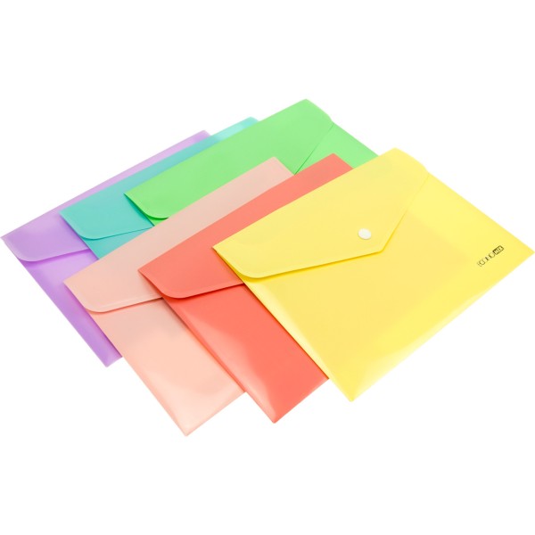 Папка-конверт "Optima" №O31319 А5 на кнопці глянець,пастель асорті(6)(12)(192)