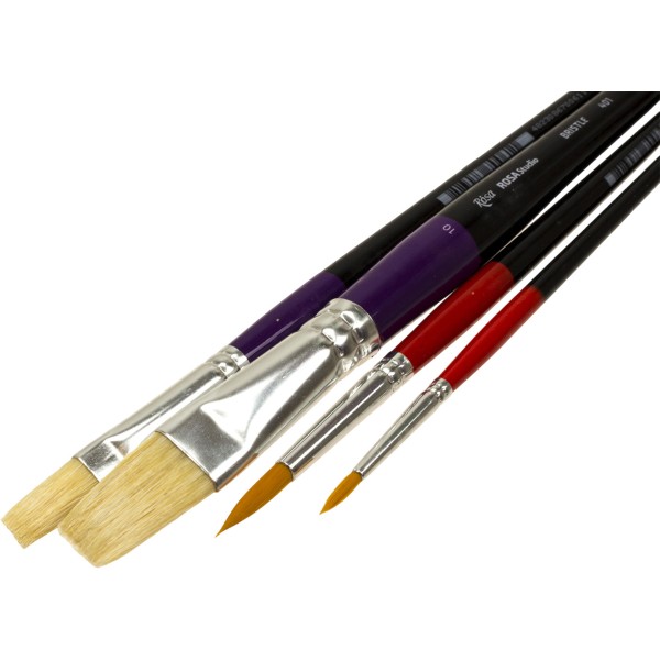 Набір пензлів 4шт "Rosa Studio" №186124 щетина (6,10)синтетика(2,6)