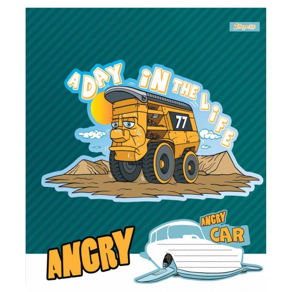 Зошит 12арк. кліт. 1В Angry car №766261(25)(500)