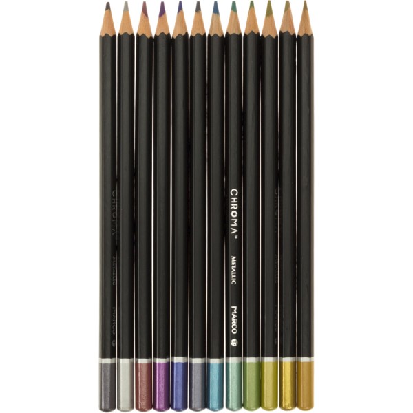  Олівці кольорові 12 кольорів Marco шестигранні з металевим  блиском і точилкою (12) (240) №1033-12 CB