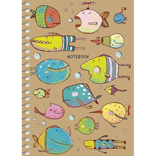 Блокнот пруж. А6 80арк. кліт. крафт-картон "Student" №A6-SC-080-6121K/Школярик/(4)(144)